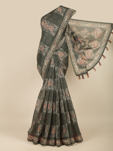 

Pothys Green & Brown Batik Saree