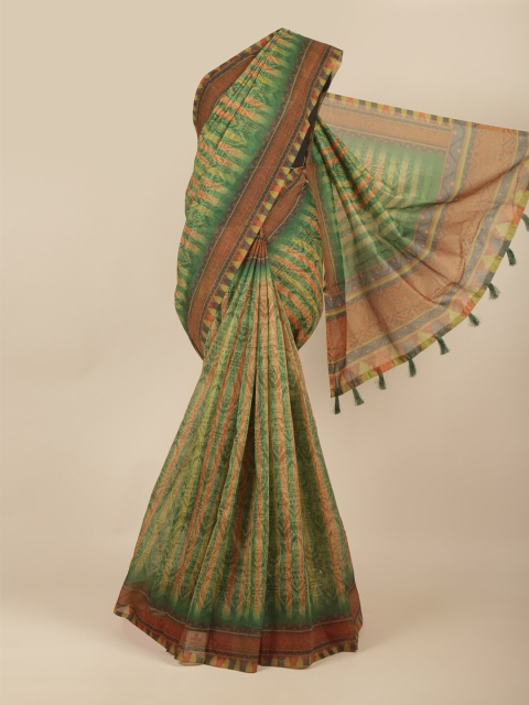 

Pothys Green & Brown Ethnic Motifs Saree