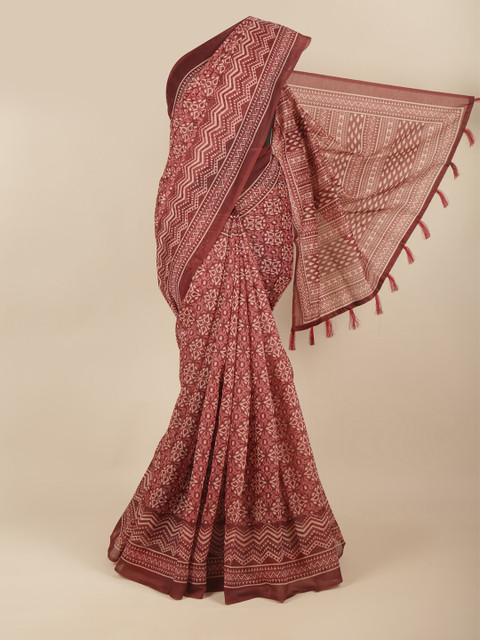 

Pothys Maroon & Cream-Coloured Printed Saree