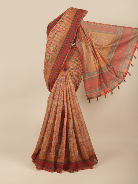 

Pothys Mustard & Red Ethnic Motifs Saree
