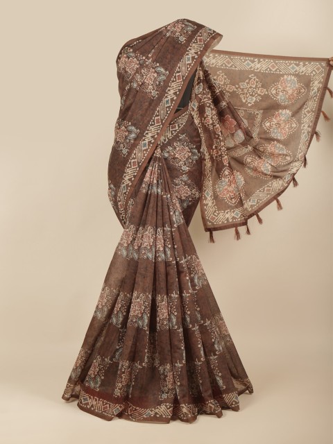 

Pothys Brown & Beige Ethnic Motifs Printed Saree