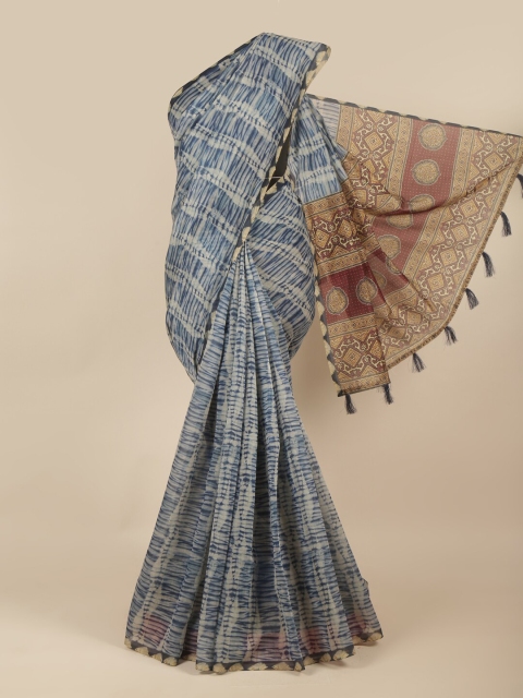 

Pothys Blue & Beige Cotton Blend Saree