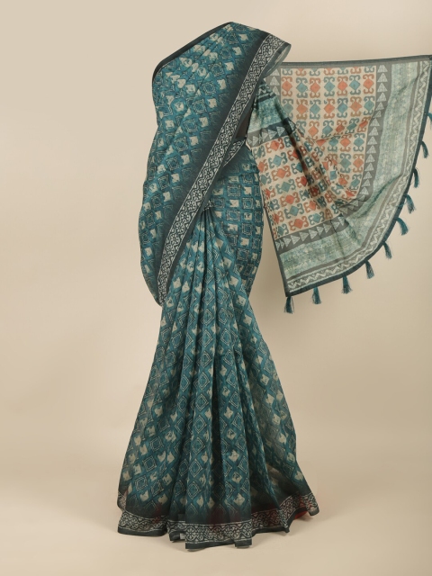 

Pothys Blue & Orange Saree