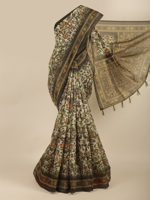 

Pothys Green & Orange Floral Saree