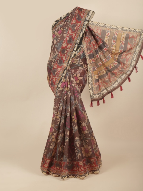 

Pothys Brown & Magenta Floral Printed Saree
