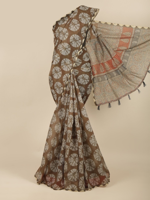 

Pothys Brown & Grey Batik Printed Saree