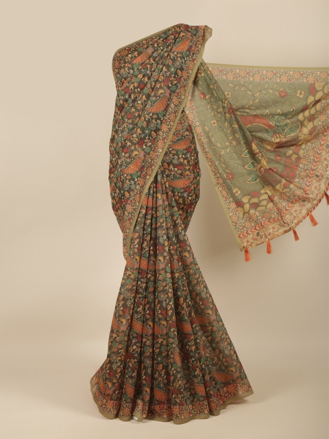 

Pothys Green & Red Floral Saree