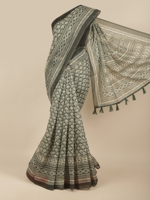 

Pothys Grey Floral Printed Saree