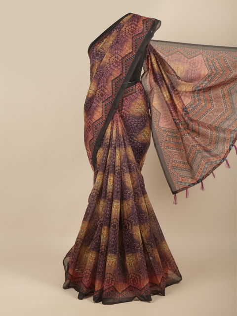 

Pothys Purple & Black Printed Saree