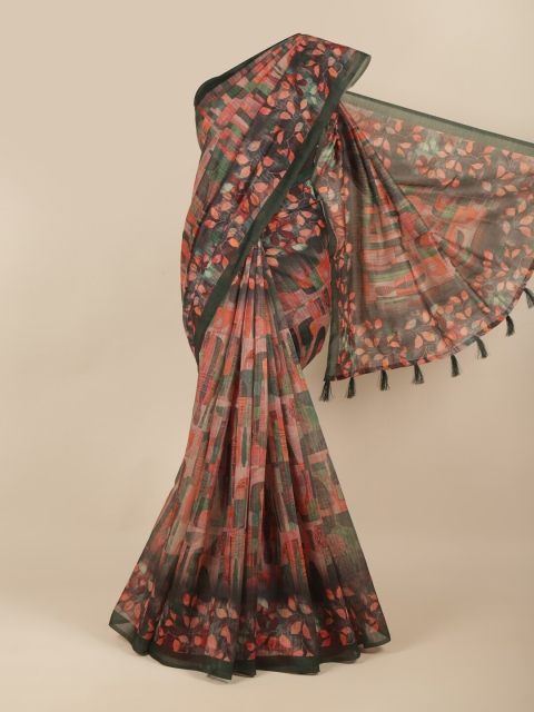 

Pothys Green & Red Floral Saree