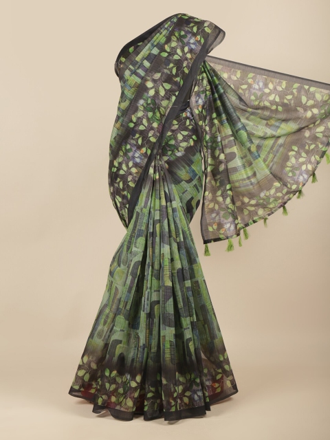 

Pothys Green & Black Floral Saree