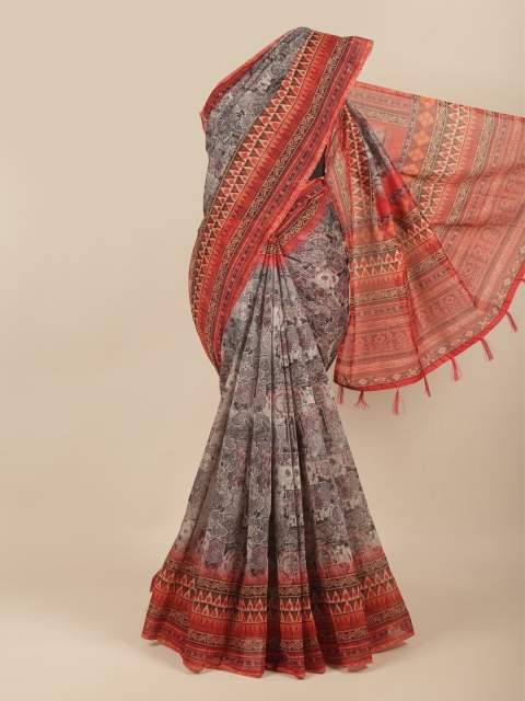 

Pothys Grey & Red Printed Saree