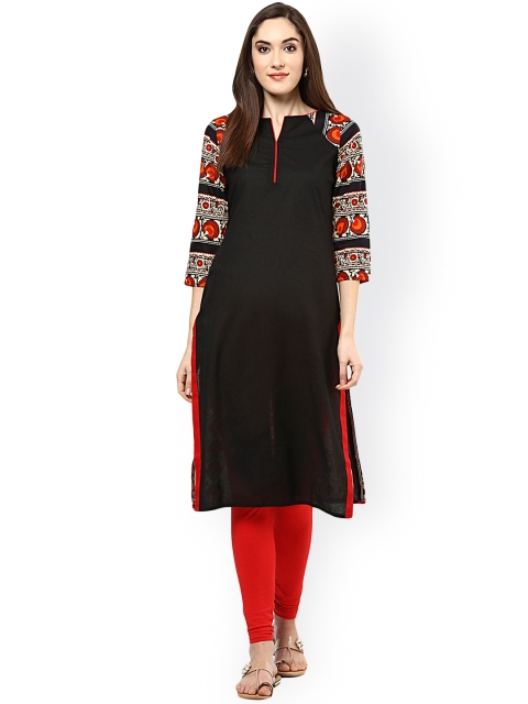 

Jaipur Kurti Women Black & White Printed A-Line Kurta