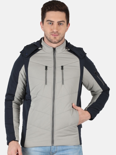 

Monte Carlo Men Grey & Navy Blue Colourblocked Lightweight Padded Jacket