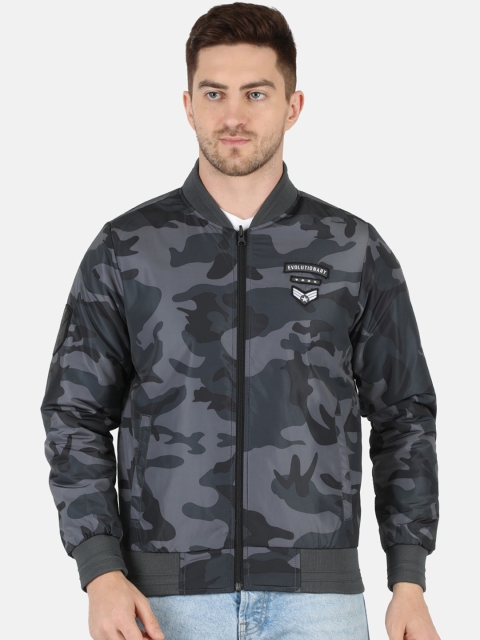 

Monte Carlo Men Grey Woolen Camouflage Bomber Jacket