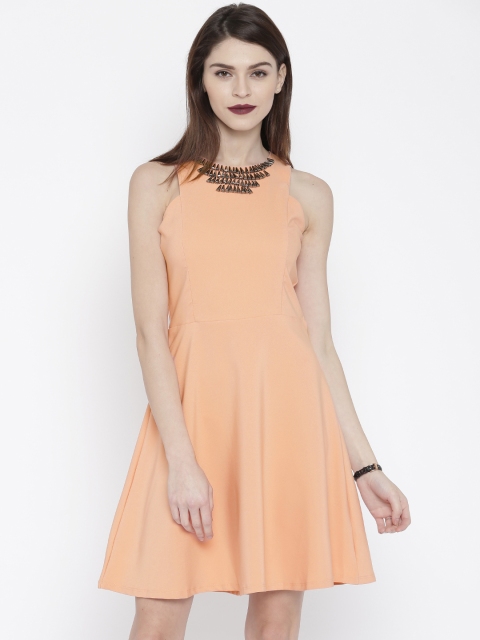 

Deal Jeans Women Peach Solid Skater Dress