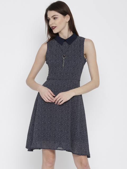 

Deal Jeans Women Navy Printed Skater Dress, Navy blue