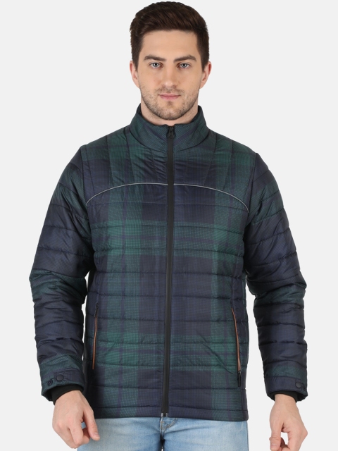 

Monte Carlo Men Navy Blue & Green Woolen Checked Lightweight Padded Jacket