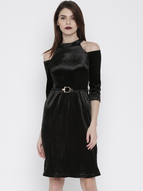 

Deal Jeans Women Black A-Line Dress with Knife Pleats