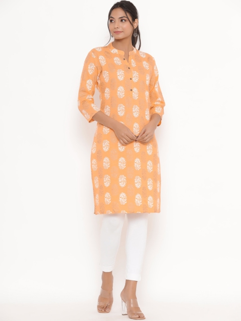 

DIVYANK Woman Orange Floral Printed Kurta