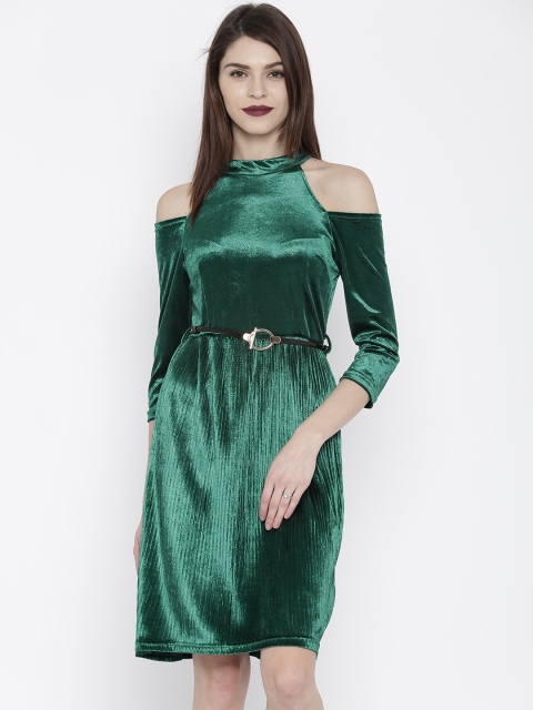 

Deal Jeans Women Green A-Line Dress with Knife Pleats