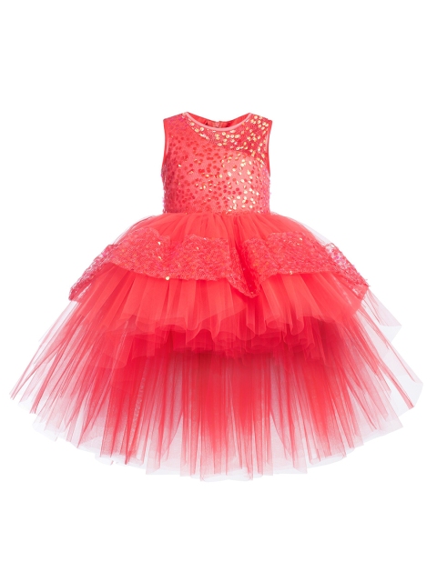 

Toy Balloon kids Red Layered High Low Net Dress