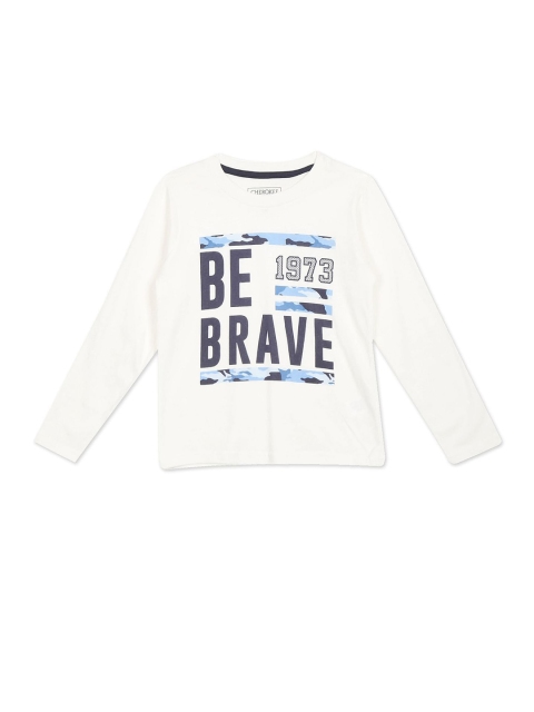 

Cherokee Boys White Typography Printed Regular Fit Cotton T-shirt