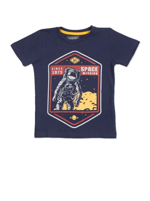 

Cherokee Boys Blue Graphic Printed Cotton T-shirt