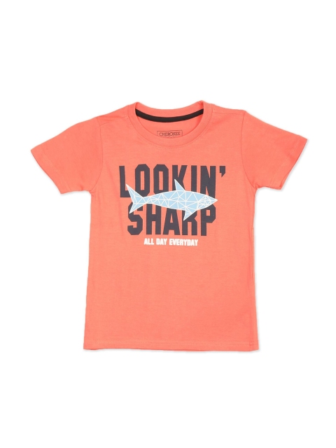 

Cherokee Boys Orange & Black Printed T-shirt
