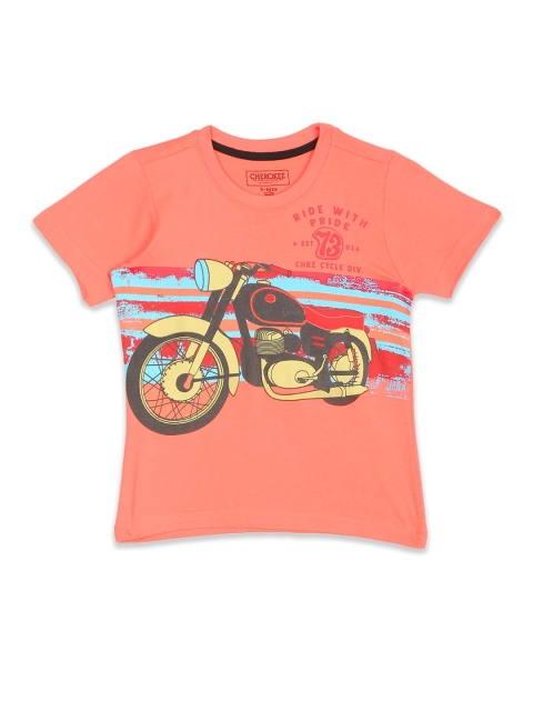 

Cherokee Boys Orange Cotton Printed T-shirt