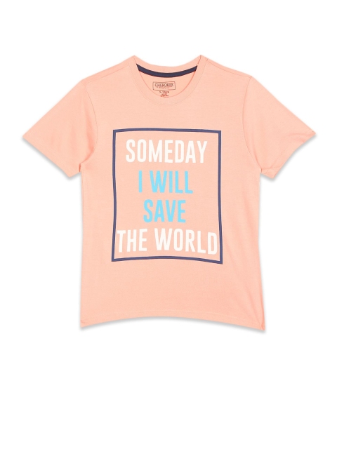 

Cherokee Boys Orange Typography Printed Pure Cotton T-shirt