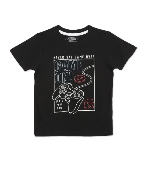 

Cherokee Boys Black Typography Printed Crew Neck T-shirt