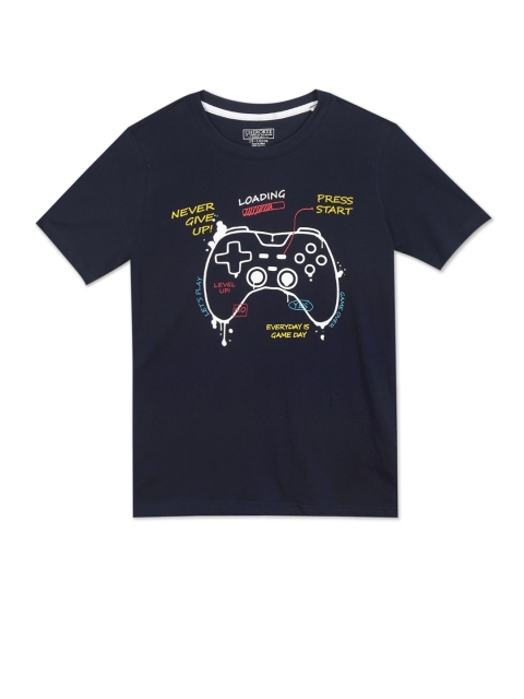 

Cherokee Boys Blue Typography Printed Cotton T-shirt