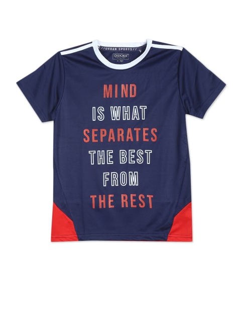 Cherokee Boys Blue & Red Typography Printed Crew Neck T-shirt