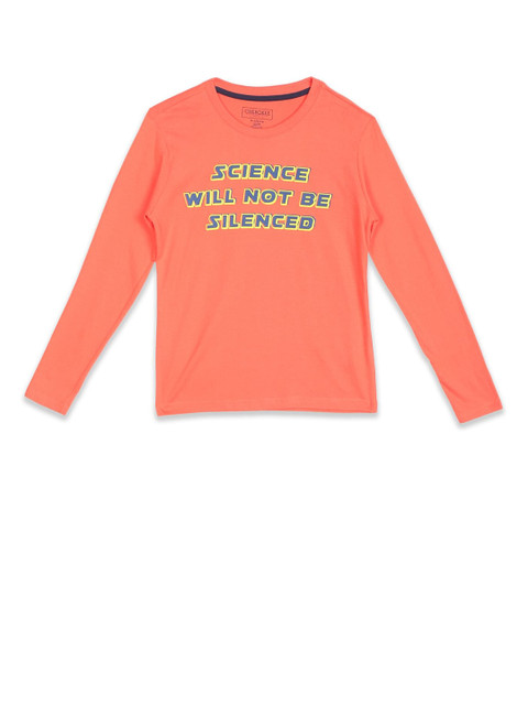 

Cherokee Boys Orange Typography Printed Pure Cotton T-shirt