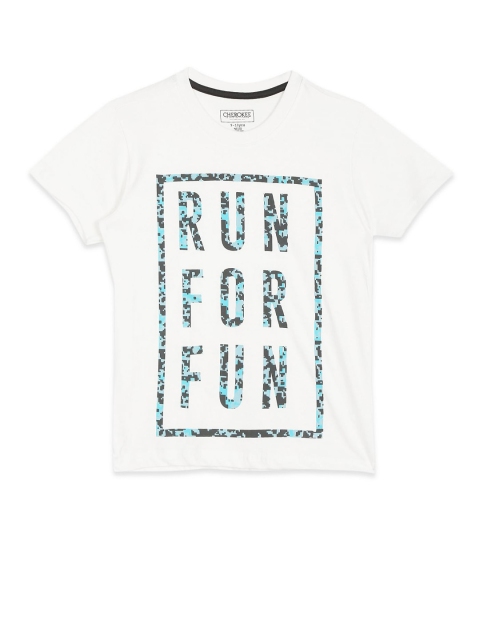 

Cherokee Boys White Typography Printed Pure Cotton T-shirt
