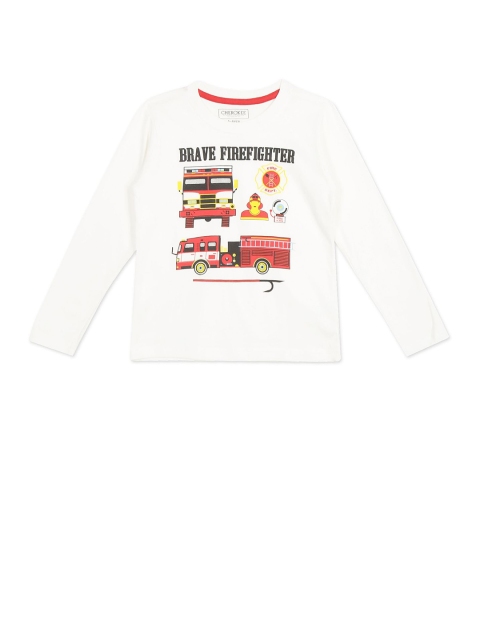 

Cherokee Boys White Printed Applique T-shirt
