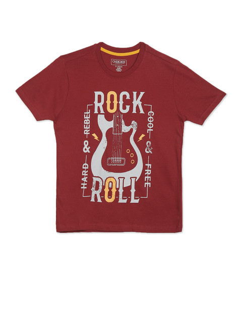 

Cherokee Boys Maroon Typography Printed T-shirt