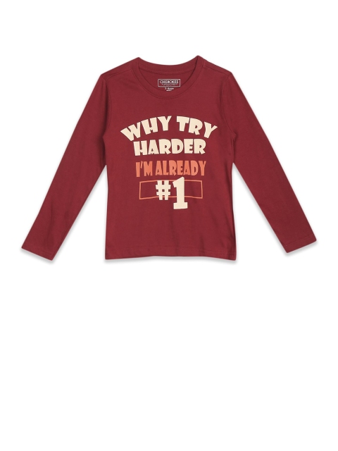 

Cherokee Boys Red Typography Printed Cotton T-shirt