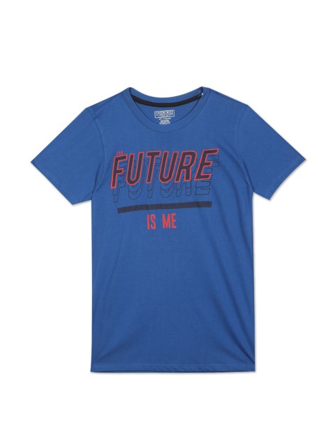 

Cherokee Boys Blue Typography Printed Cotton T-shirt