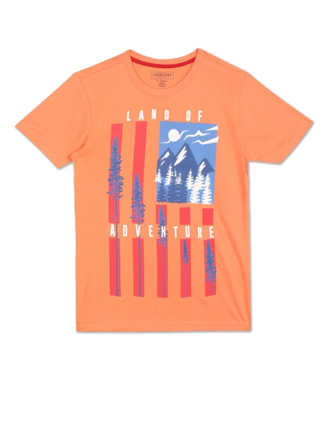 

Cherokee Boys Orange Graphic Printed T-shirt