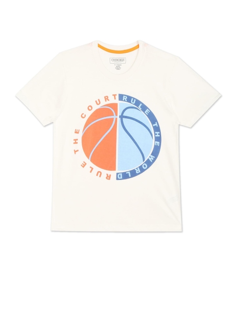

Cherokee Boys White Typography Printed T-shirt