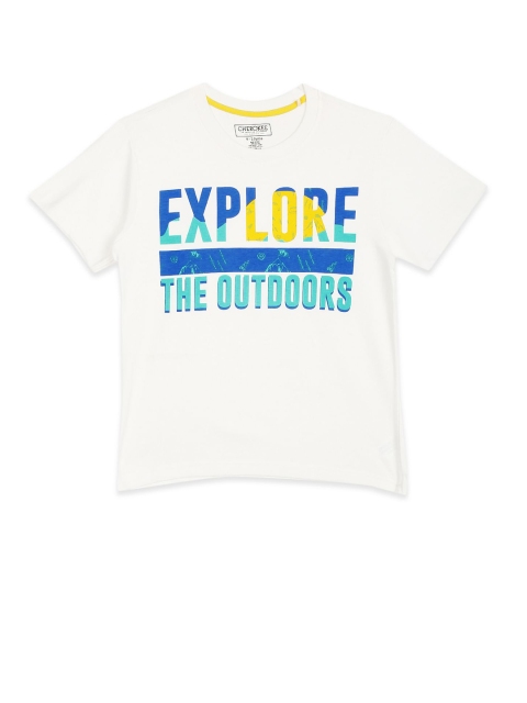

Cherokee Boys White Printed Cotton T-shirt