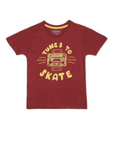 

Cherokee Boys Maroon Typography Printed T-shirt