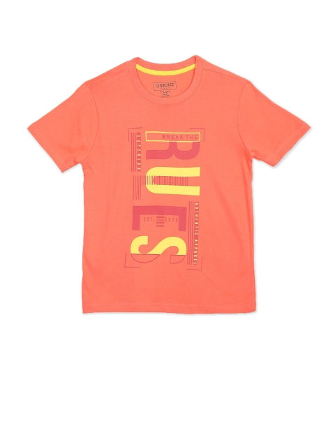 

Cherokee Boys Orange Typography Printed T-shirt