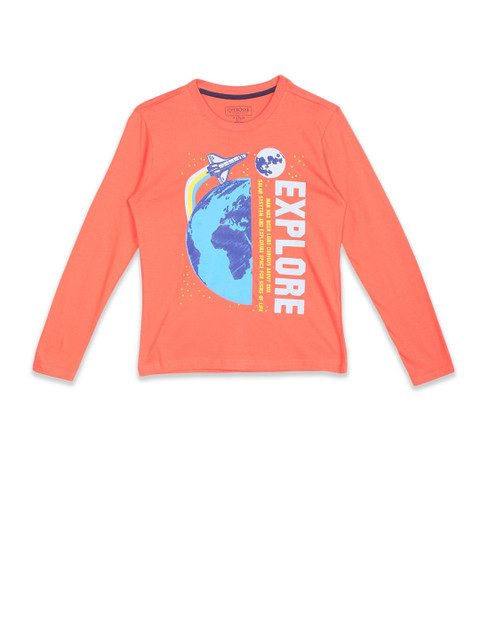 

Cherokee Boys Coral Pink Printed T-shirt