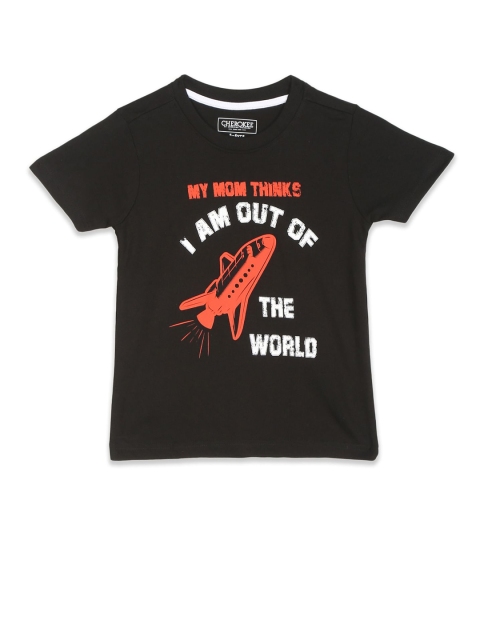 

Cherokee Boys Black Typography Printed Pure Cotton T-shirt