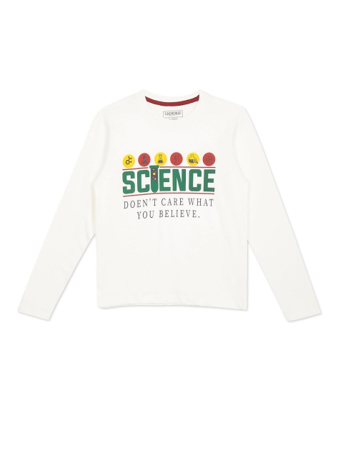

Cherokee Boys White Typography Printed Cotton T-shirt