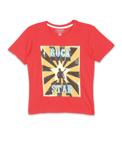 

Cherokee Boys Red Printed Cotton T-shirt