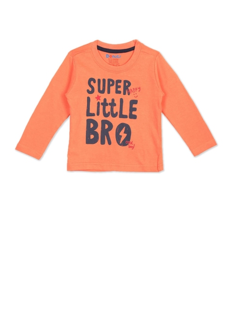 

Donuts Boys Orange Typography Printed T-shirt